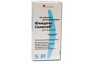 Сфера применения антибиотика Юнидокс Солютаб Применение Юнидокс Солютаб от прыщей