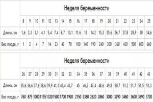 КТР плода по неделям