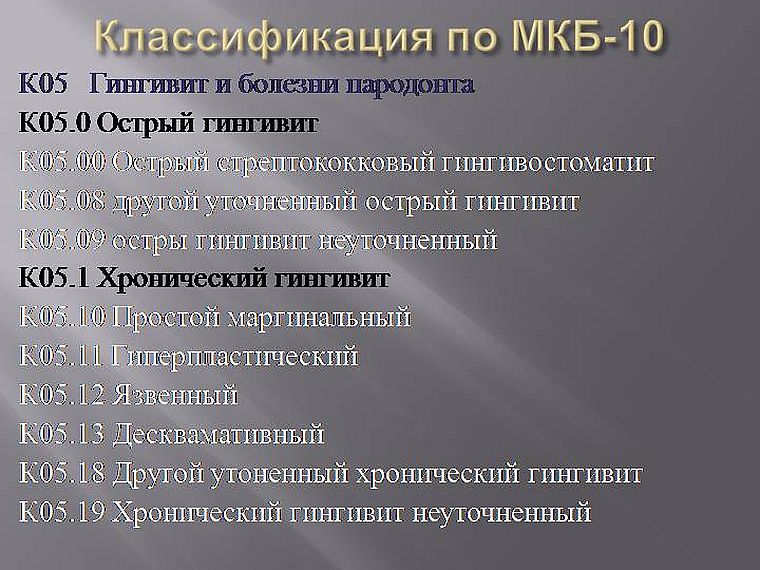 гингивит по МКБ-10