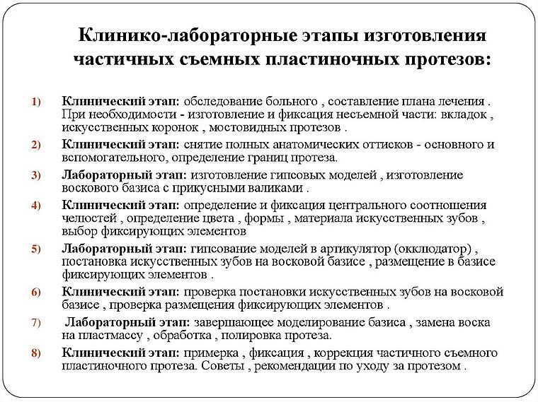 изготовление пластиночных протезов
